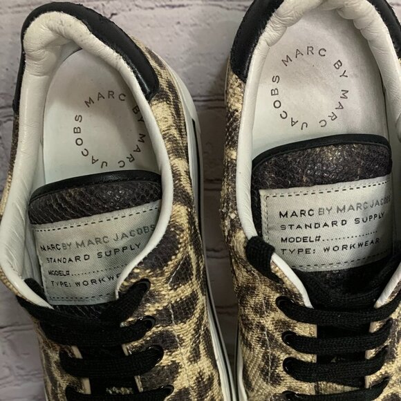 MARC By Marc Jacobs Animal-Print Leather Sneakers Size 7 - Picture 16 of 16